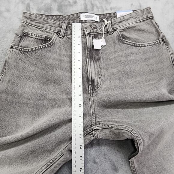 NEW Pull & Bear Jeans Womens 10 Gray High Rise Straight Leg Raw Hem Stretch - Picture 13 of 16